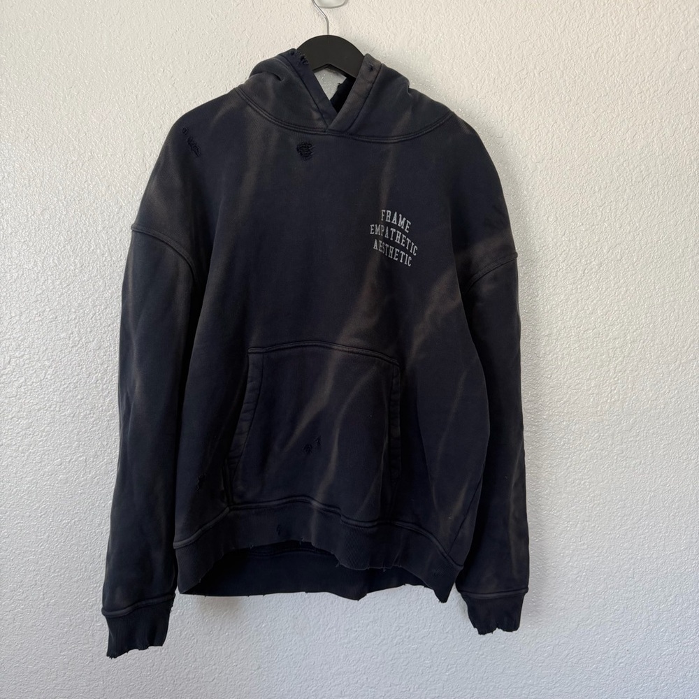 NWT FRAME Destroyed Hoodie Sweatshirt  Hoodie in Midnigh Blue M